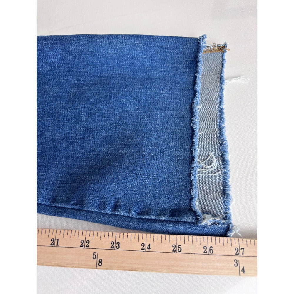 Frame Le Crop Mini Boot Jeans Wine Ridge Destruct Blue Raw Hem 32x27 - Picture 6 of 9